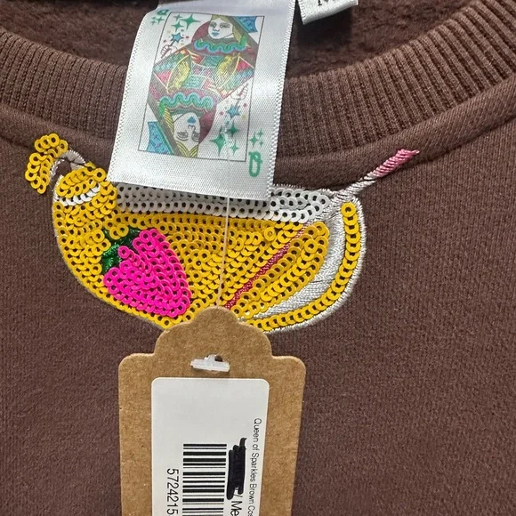 Brown Sweatshirt with Colorful Cocktail Embroidery - Picture 2 of 2
